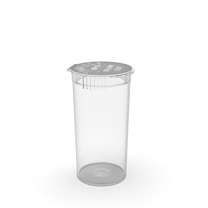 13 Dram Translucent Clear Child Resistant Pop-Top Bottles