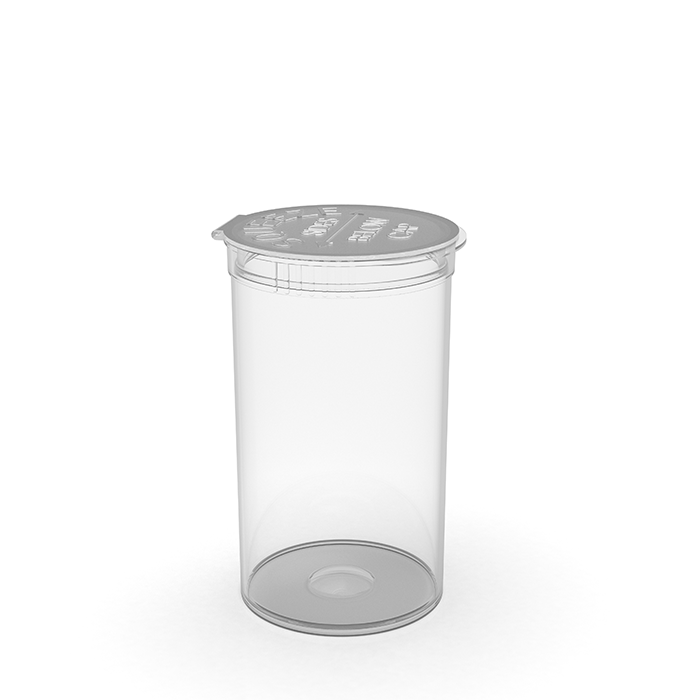 19 Dram Translucent Clear Child Resistant Pop-Top Bottles