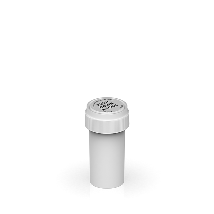 13 Dram White Push & Turn Reverse Cap Bottles