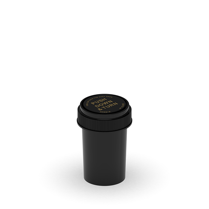 20 Dram Black Push & Turn Reverse Cap Bottles