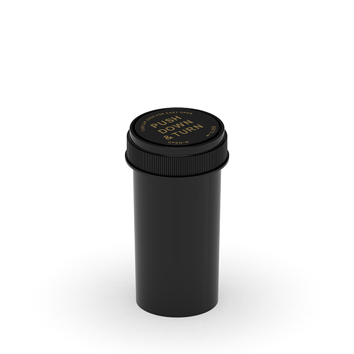 40 Dram Black Push & Turn Reverse Cap Bottles