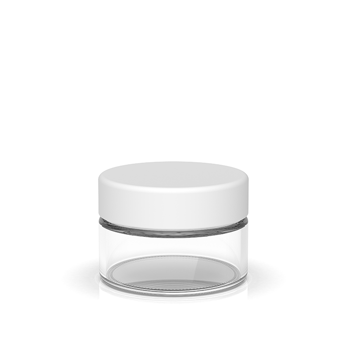 1 oz Child Resistant Clear White Glass Jars