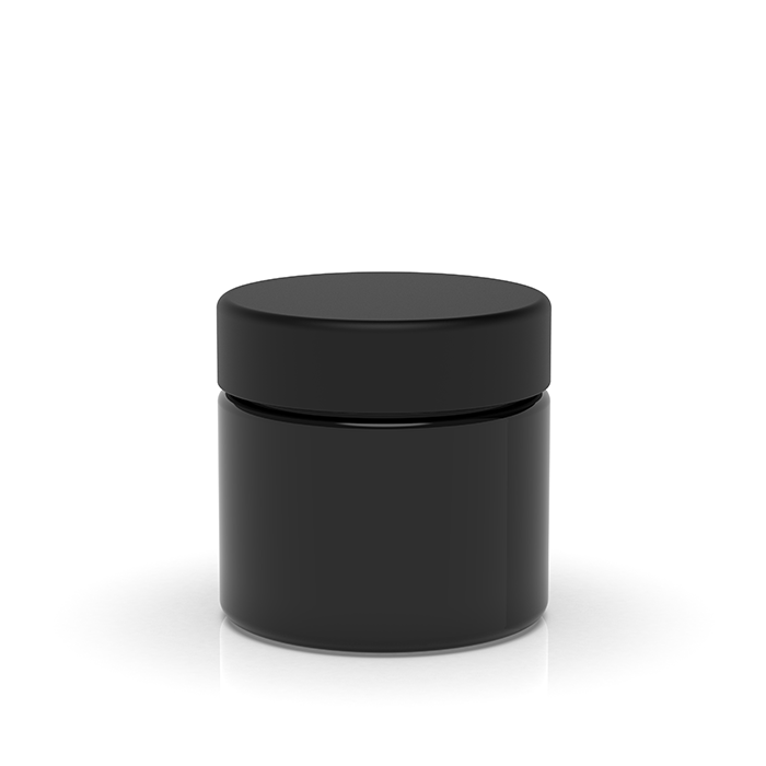 2 oz Child Resistant Black Glass Jars