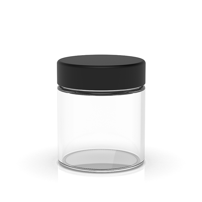 3 oz Child Resistant Clear Black Glass Jars