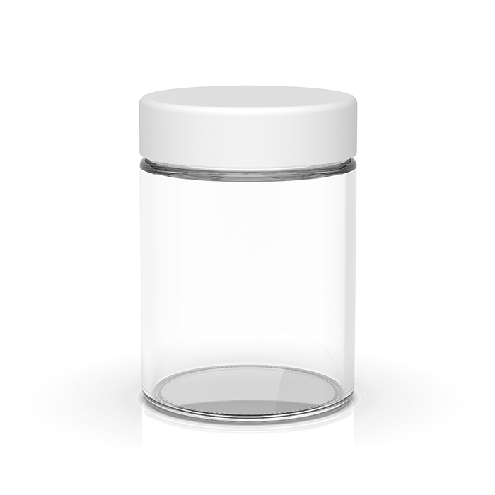 4 oz Child Resistant Clear White Glass Jar