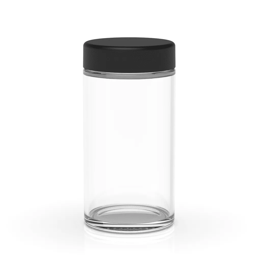 6 oz Child Resistant Clear Black Glass Jar