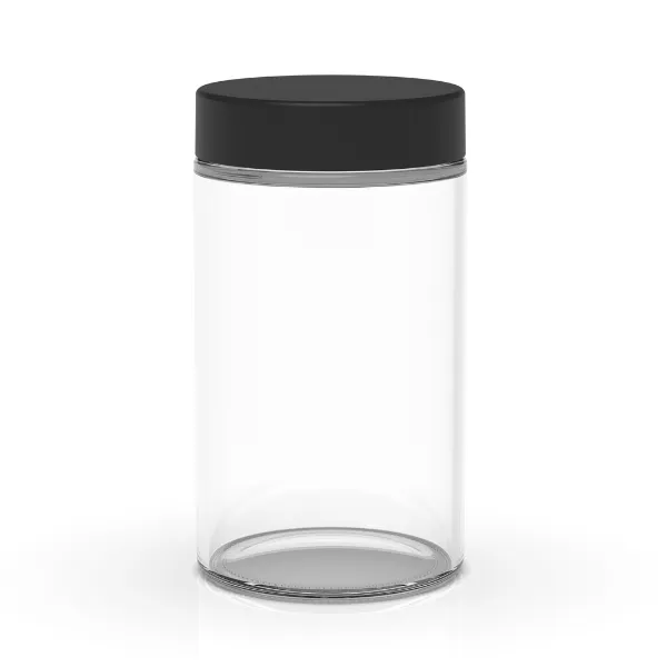 10 oz Child Resistant Clear Black Glass Jar