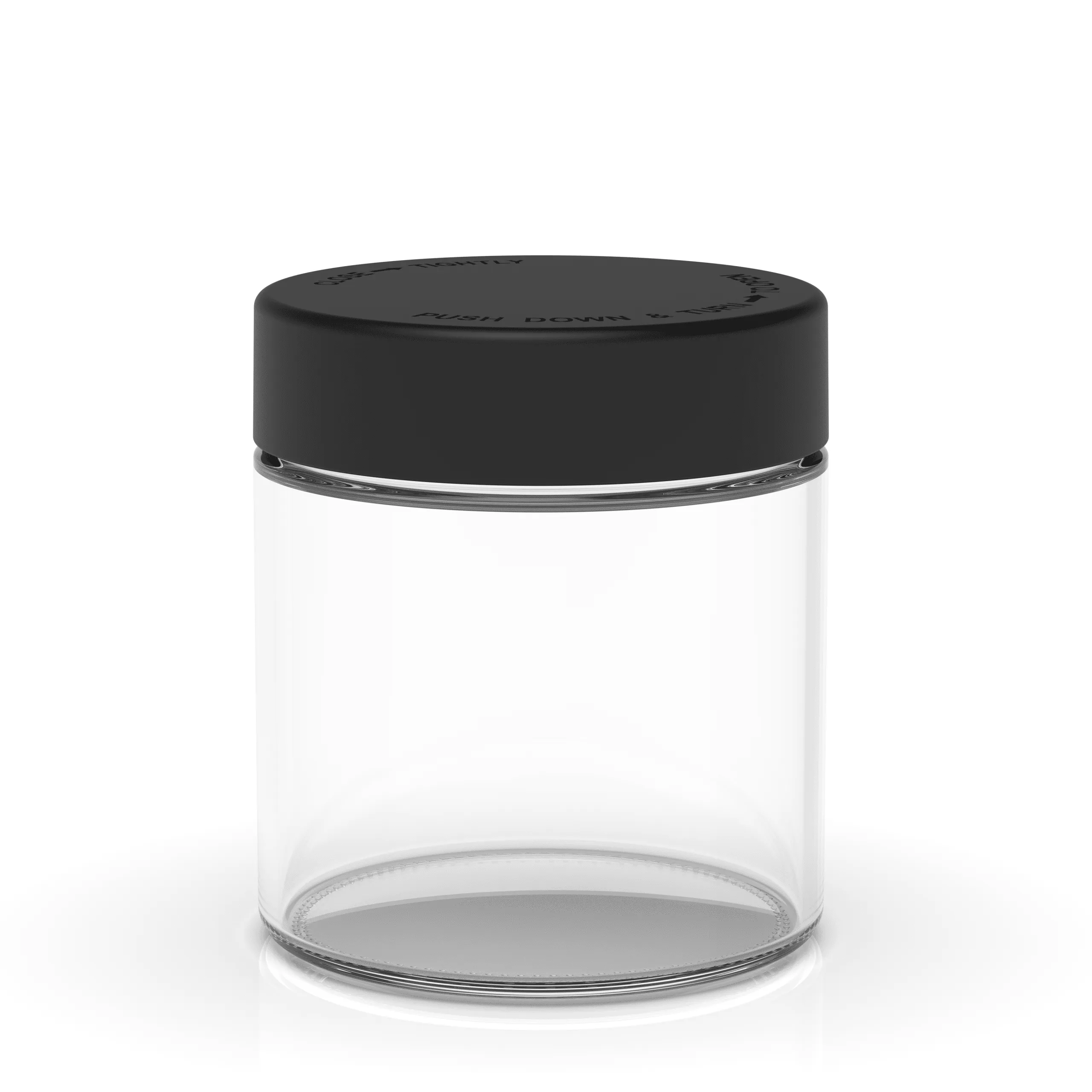 14 oz Child Resistant Clear Black Glass Jars