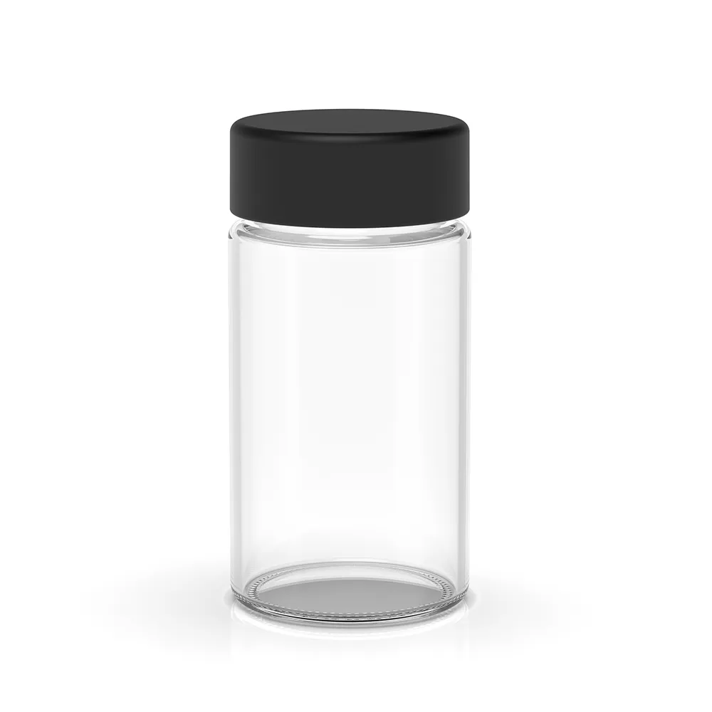 88 mm CR Glass Pre Roll Jar – Clear Black