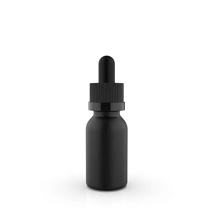 15 ml Child Resistant Matte Black Tincture Bottles