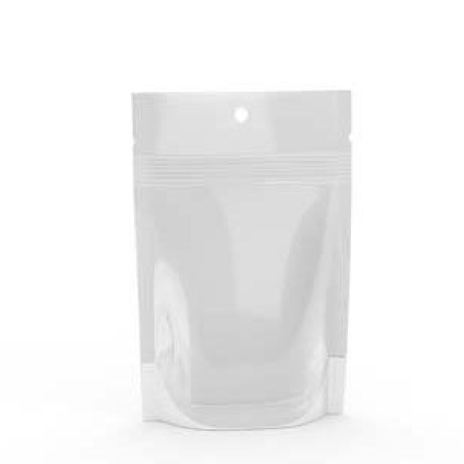 3.5 gram White/Clear Backed Pouch – Standard Zipper